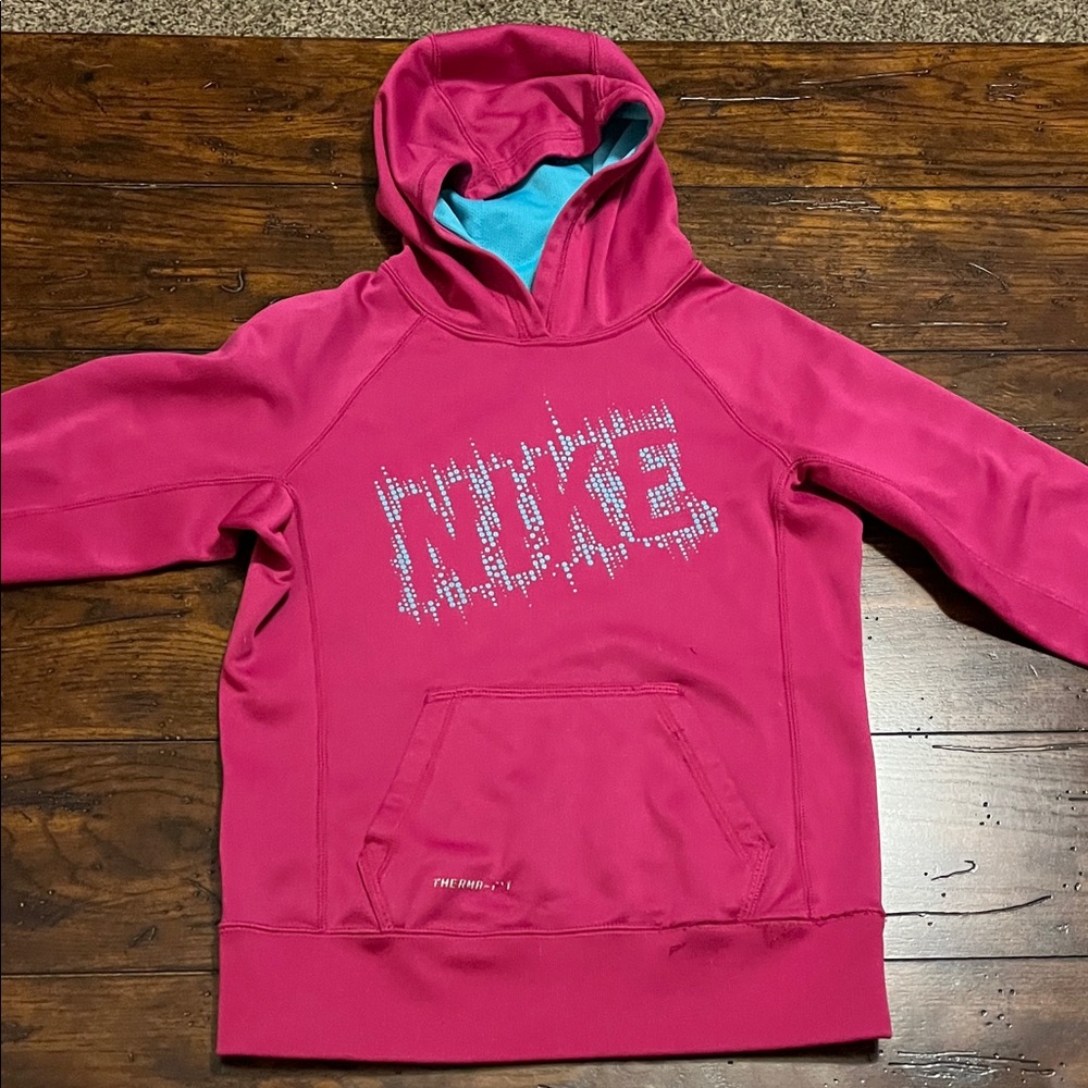 Nike Kids Fuchsia Hoodie with Blue Accents